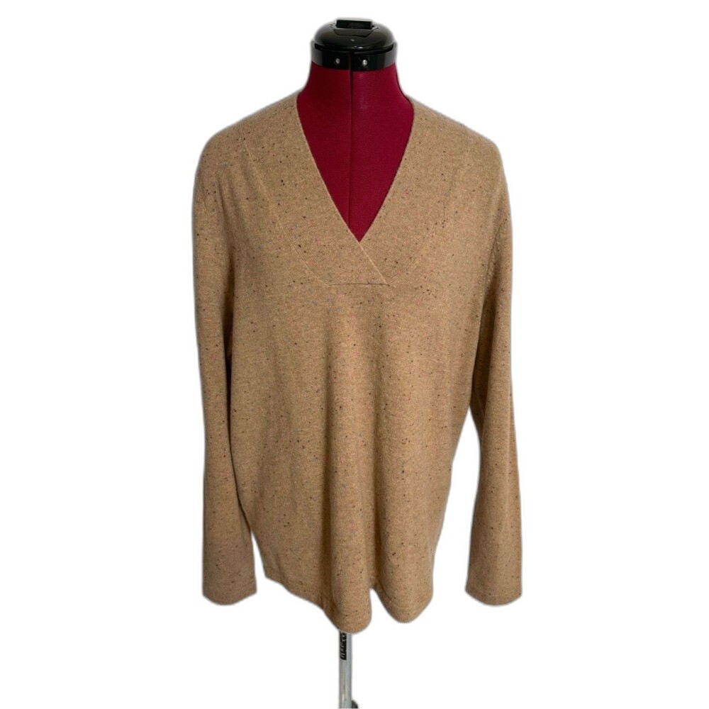 NWT Lands’ End 100% Cashmere Shawl Neck Sweater Women's Size Large (14-16) Brown
